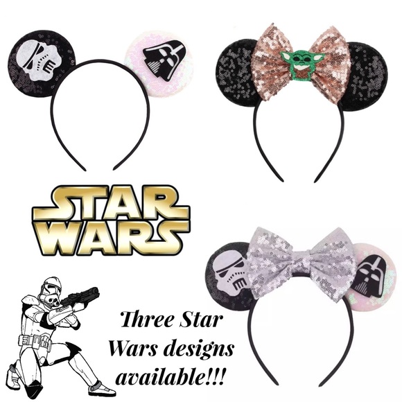 Minnie Mouse Star Wars Yoda Sequin Headband & Bow - Picture 12 of 12